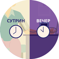 Илюстрация за измерване на кръвно налягане сутрин и вечер за по-точни резултати.